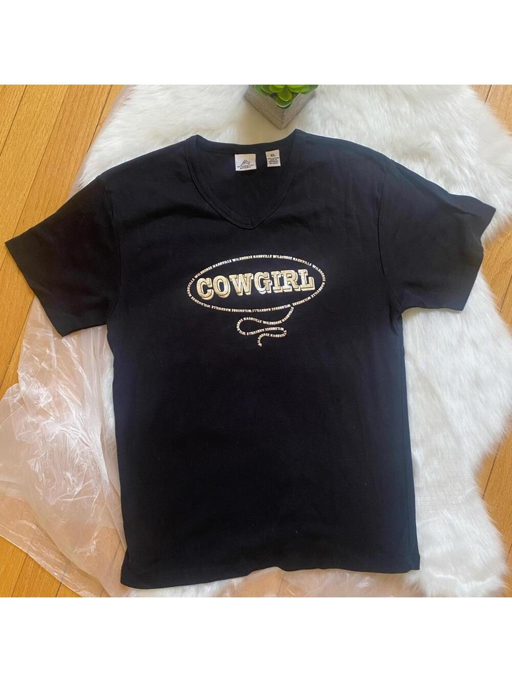 Cowgirl Black and White Short Sleeve Tee XL